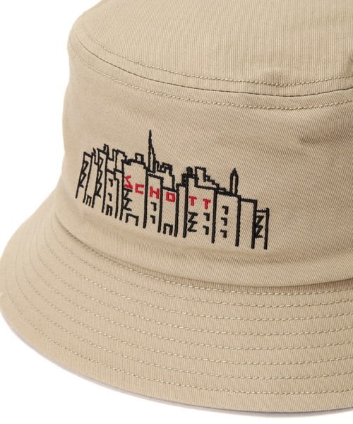 schott（ショット）の「Schott/ショット/xManhattan Portage/マンハッタンポーテージ/EMBROIDERY BUCKET HAT/刺繍 バケットハット（ハット・メンズ・ブラック/カーキ・F）」の3枚目の写真