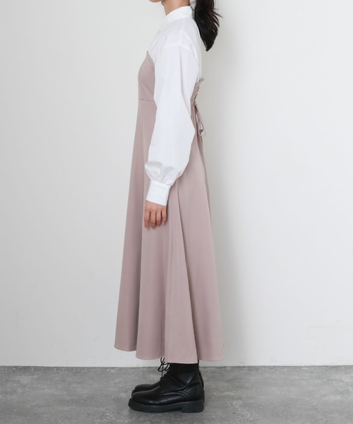 archives（アルシーヴ）の「Ｂａｃｋレースｕｐシャツレイヤードワンピース（シャツワンピース・レディース・グレイッシュベージュ/ブラック/ブラウン・MEDIUM）」の11枚目の写真