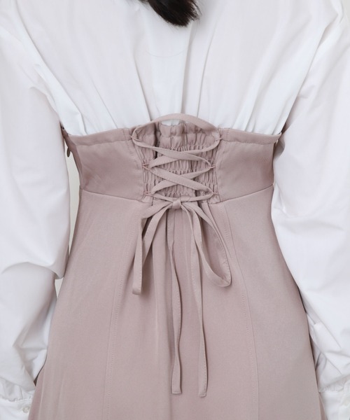 archives（アルシーヴ）の「Ｂａｃｋレースｕｐシャツレイヤードワンピース（シャツワンピース・レディース・グレイッシュベージュ/ブラック/ブラウン・MEDIUM）」の13枚目の写真