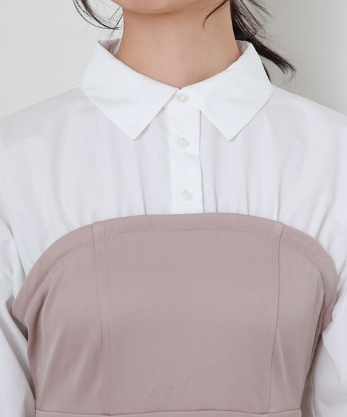 archives（アルシーヴ）の「Ｂａｃｋレースｕｐシャツレイヤードワンピース（シャツワンピース・レディース・グレイッシュベージュ/ブラック/ブラウン・MEDIUM）」の14枚目の写真