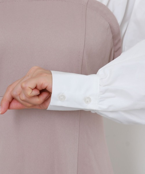 archives（アルシーヴ）の「Ｂａｃｋレースｕｐシャツレイヤードワンピース（シャツワンピース・レディース・グレイッシュベージュ/ブラック/ブラウン・MEDIUM）」の15枚目の写真