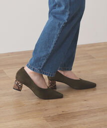 BEAMS HEART / ブロックヒール スクエア パンプス