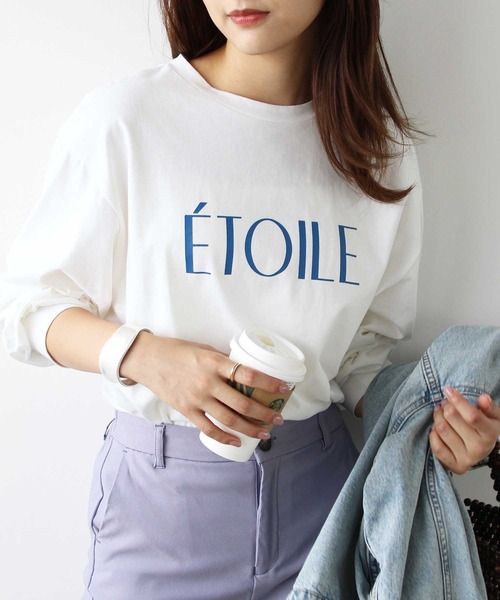 GeeRA(ジーラ)の「ロゴプリントTシャツ(Tシャツ/カットソー・レディース・ベージュ/ホワイト×ブルー・MEDIUM/X-LARGE/LARGE)」の8枚目の写真