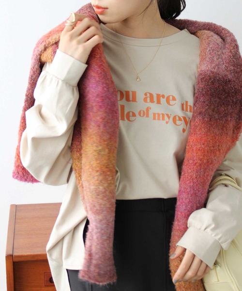 GeeRA(ジーラ)の「ロゴプリントTシャツ(Tシャツ/カットソー・レディース・ベージュ/ホワイト×ブルー・MEDIUM/X-LARGE/LARGE)」の5枚目の写真