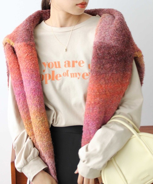 GeeRA(ジーラ)の「ロゴプリントTシャツ(Tシャツ/カットソー・レディース・ベージュ/ホワイト×ブルー・MEDIUM/X-LARGE/LARGE)」の7枚目の写真