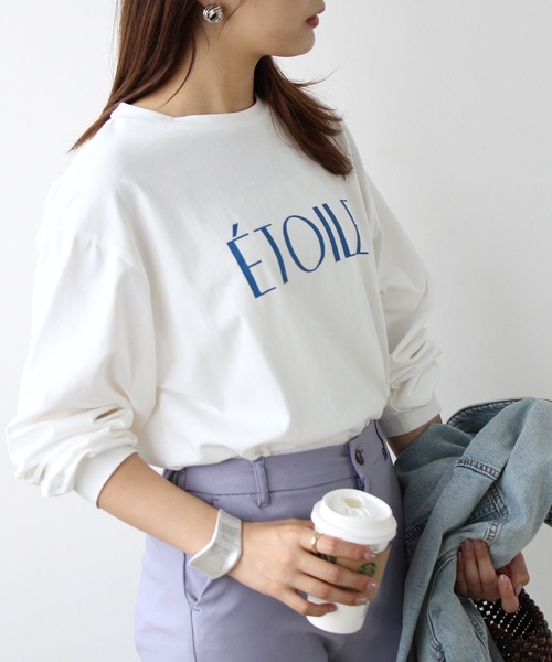 GeeRA(ジーラ)の「ロゴプリントTシャツ(Tシャツ/カットソー・レディース・ベージュ/ホワイト×ブルー・MEDIUM/X-LARGE/LARGE)」の11枚目の写真