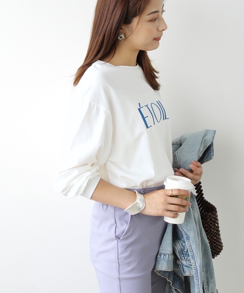 GeeRA(ジーラ)の「ロゴプリントTシャツ(Tシャツ/カットソー・レディース・ベージュ/ホワイト×ブルー・MEDIUM/X-LARGE/LARGE)」の12枚目の写真