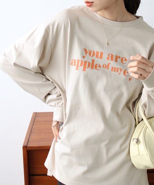 GeeRA(ジーラ)の「ロゴプリントTシャツ(Tシャツ/カットソー・レディース・ベージュ/ホワイト×ブルー・MEDIUM/X-LARGE/LARGE)」の15枚目の写真