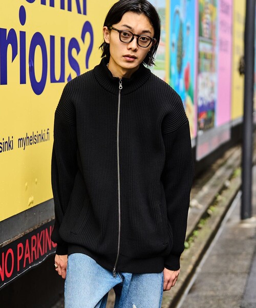 FREAK'S STORE（フリークスストア）の「FREAK'S STORE/フリークスストア 【洗えるニット】畔編み ドライバーズニット カーディガン/ジップニット/カーディガン（ニット/セーター・メンズ・グリーン/ブラック/ネイビー/ベージュ/オレンジ・MEDIUM/LARGE/SMALL）」の8枚目の写真