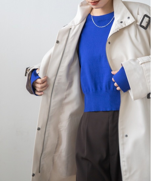 VACANCY（ヴァカンシー）の「フラップスタンドネックトレンチコート（トレンチコート・レディース・ブラック/ベージュ・FREE）」の7枚目の写真