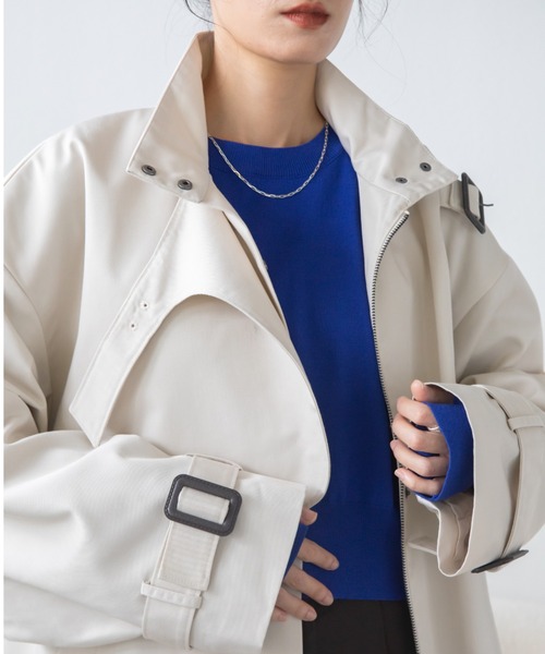 VACANCY（ヴァカンシー）の「フラップスタンドネックトレンチコート（トレンチコート・レディース・ブラック/ベージュ・FREE）」の8枚目の写真