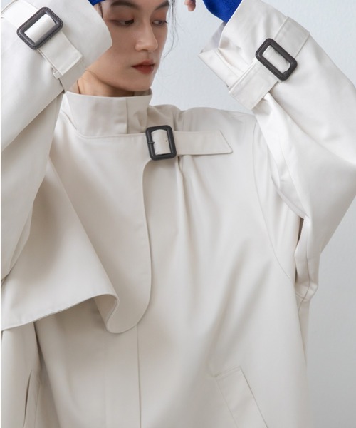 VACANCY（ヴァカンシー）の「フラップスタンドネックトレンチコート（トレンチコート・レディース・ブラック/ベージュ・FREE）」の10枚目の写真