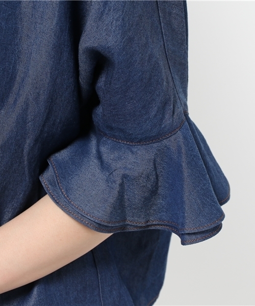 sabena（サベナ）の「Sabena / テンセルデニム フレアプルオーバー（シャツ/ブラウス・レディース・ブルー・ONE SIZE）」の4枚目の写真