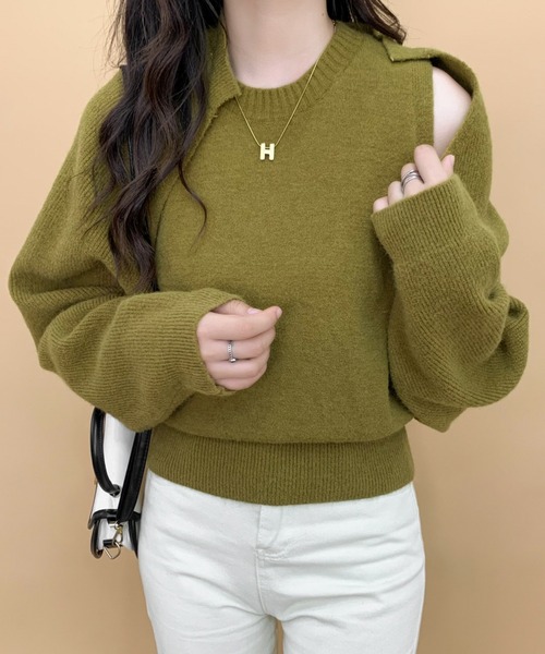 ECLIN（エクラン）の「ショート丈カーディガン＆ニットベスト２点セット（ニット/セーター・レディース・ブラック/ベージュ/ブラウン/カーキ・FREE）」の4枚目の写真