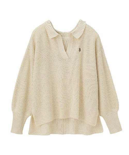 U.S. POLO ASSN.(ユーエスポロアッスン)の「GeeRA別注【U.S. POLO ASSN.】 ポロデザインニット(ニット/セーター・レディース・ブラック/アイボリー/ブルー/ベージュ・MEDIUM/LARGE)」の9枚目の写真