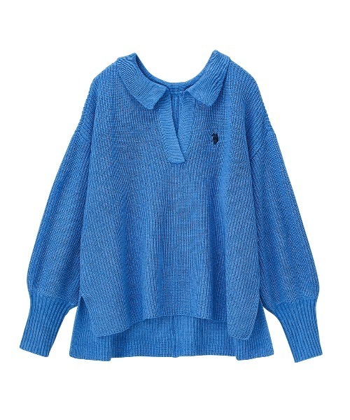 U.S. POLO ASSN.(ユーエスポロアッスン)の「GeeRA別注【U.S. POLO ASSN.】 ポロデザインニット(ニット/セーター・レディース・ブラック/アイボリー/ブルー/ベージュ・MEDIUM/LARGE)」の7枚目の写真