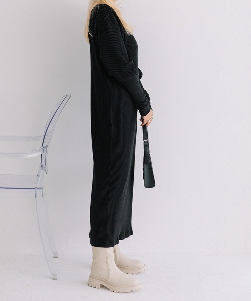 back open knit OP/バックオープンニットワンピース（ワンピース