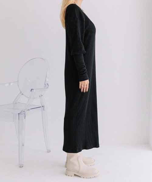 Flugge(フラッジー)の「back open knit OP/バックオープンニットワンピース(ワンピース・レディース・ブラウン系/ブラック・FREE)」の6枚目の写真