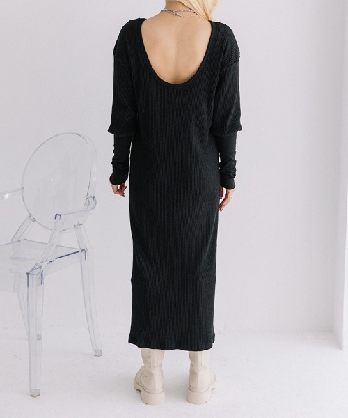 Flugge(フラッジー)の「back open knit OP/バックオープンニットワンピース(ワンピース・レディース・ブラウン系/ブラック・FREE)」の7枚目の写真