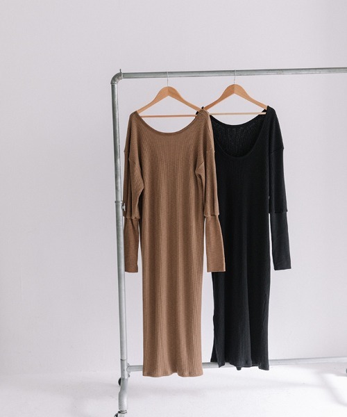 Flugge(フラッジー)の「back open knit OP/バックオープンニットワンピース(ワンピース・レディース・ブラウン系/ブラック・FREE)」の3枚目の写真