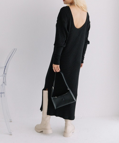 Flugge(フラッジー)の「back open knit OP/バックオープンニットワンピース(ワンピース・レディース・ブラウン系/ブラック・FREE)」の21枚目の写真