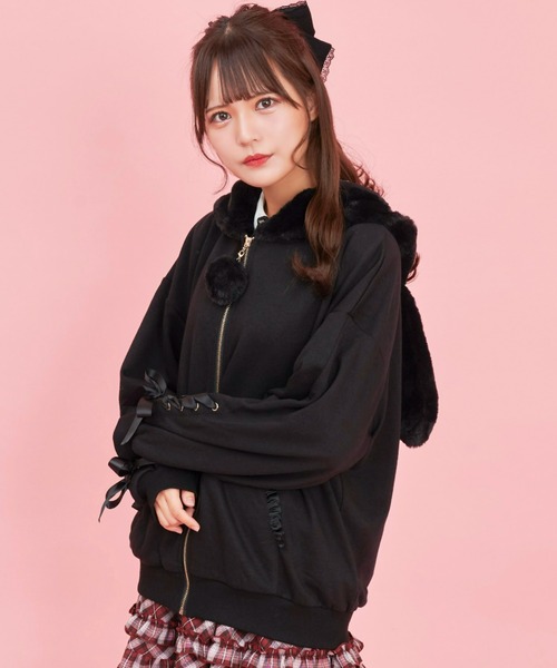 Secret Honey（シークレットハニー）の「うさ耳パーカー（パーカー・レディース・ブラック/オフホワイト/ピンク・FREE）」の11枚目の写真