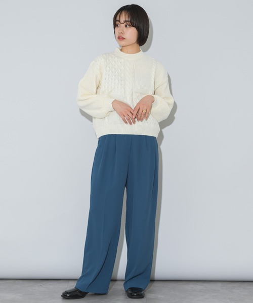 mebole(メボレ)の「ケーブル編みクルーネックセーター(ニット/セーター・レディース・ホワイト/レッド/ブルー/グリーン/ブラウン・FREE)」の15枚目の写真