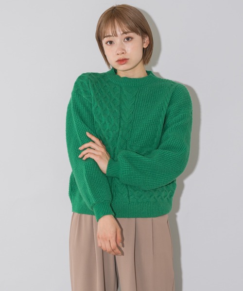 mebole(メボレ)の「ケーブル編みクルーネックセーター(ニット/セーター・レディース・ホワイト/レッド/ブルー/グリーン/ブラウン・FREE)」の18枚目の写真