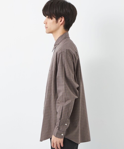 green label relaxing(グリーンレーベルリラクシング)の「THIN ビエラ チェック柄 レギュラーカラー 長袖 シャツ(シャツ/ブラウス・メンズ・グレー/オリーブ/コバルトブルー・S/M/L/XL)」の4枚目の写真