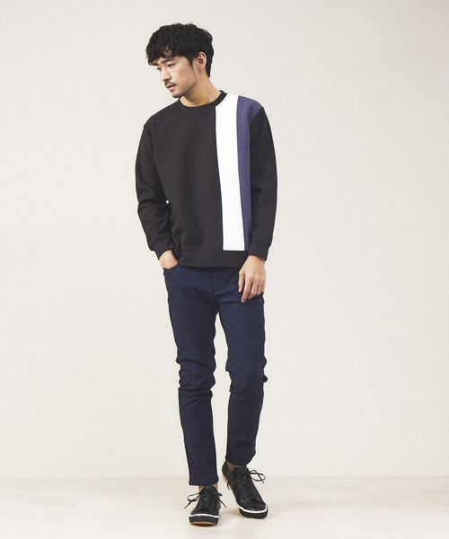 ABAHOUSE GRAY(アバハウスグレイ)の「【配色切替え】シルキー ダンボール プルオーバー(Tシャツ/カットソー・メンズ・ホワイト/ブラック/グレイッシュベージュ・46/48)」の4枚目の写真