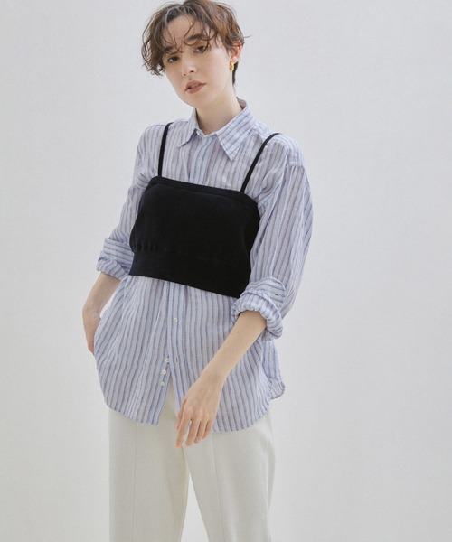 SALON adam et rope'（サロン アダム エ ロペ）の「【オーガニックコットン】パッド付きチューブトップ-CreamyCotton /クリーミーコットン-（チューブトップ・レディース・ホワイト/ブルー系その他4/ベージュ/ブラック系その他・FREE）」の3枚目の写真