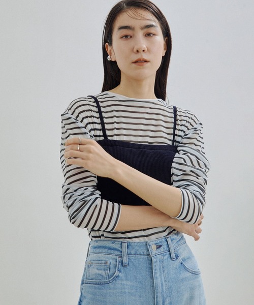 SALON adam et rope'（サロン アダム エ ロペ）の「【オーガニックコットン】パッド付きチューブトップ-CreamyCotton /クリーミーコットン-（チューブトップ・レディース・ホワイト/ブルー系その他4/ベージュ/ブラック系その他・FREE）」の22枚目の写真