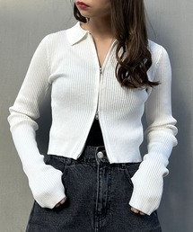 INGNI | 襟付フロントジップニットカーディガン(カーディガン/ボレロ)