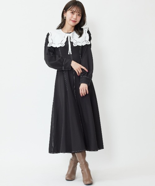 WILLSELECTION（ウィルセレクション）の「衿付き配色ロングワンピース