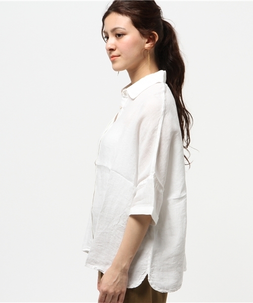 FIGARO Paris（フィガロパリ）の「◆120%LINO BOX シャツ（シャツ/ブラウス・レディース・ライトグレー/ホワイト・38/40）」の6枚目の写真