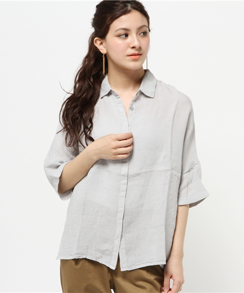 FIGARO Paris（フィガロパリ）の「◆120%LINO BOX シャツ（シャツ/ブラウス・レディース・ライトグレー/ホワイト・38/40）」の12枚目の写真