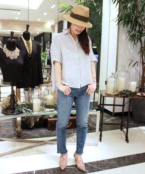 FIGARO Paris（フィガロパリ）の「◆120%LINO BOX シャツ（シャツ/ブラウス・レディース・ライトグレー/ホワイト・38/40）」の13枚目の写真