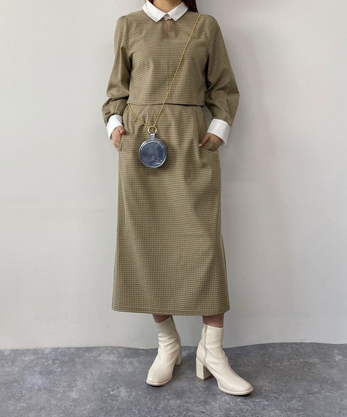 179/WG(イチナナキュウダブルジー)の「クレリックセットアップワンピース(ワンピース・レディース・グレー/グレー系/ベージュ/ベージュ系・MEDIUM)」の4枚目の写真