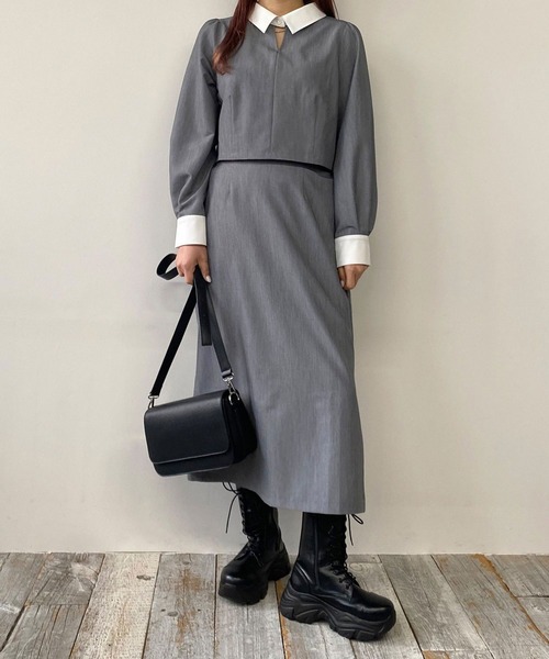 179/WG(イチナナキュウダブルジー)の「クレリックセットアップワンピース(ワンピース・レディース・グレー/グレー系/ベージュ/ベージュ系・MEDIUM)」の21枚目の写真