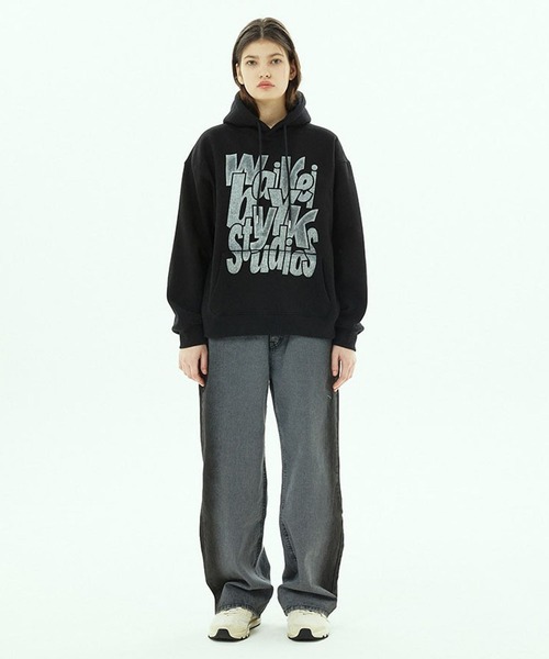 WaiKei（ワイケイ）の「【UNISEX】Wai Kei／タイポグラフィフーディー(裏起毛) 2194825（パーカー・レディース・ブラック/ネイビー/オフホワイト・MEDIUM/LARGE）」の9枚目の写真