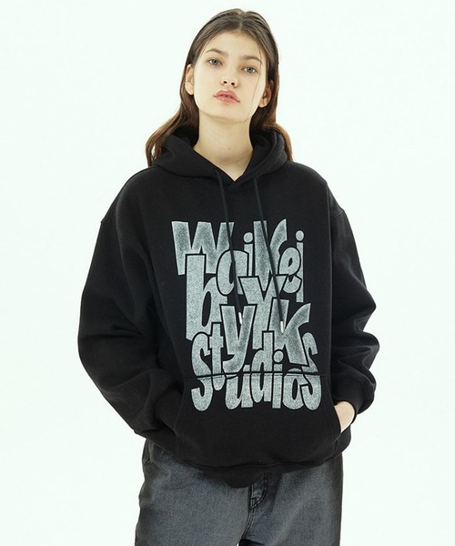 WaiKei（ワイケイ）の「【UNISEX】Wai Kei／タイポグラフィフーディー(裏起毛) 2194825（パーカー・レディース・ブラック/ネイビー/オフホワイト・MEDIUM/LARGE）」の6枚目の写真