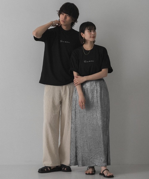 SENSE OF PLACE by URBAN RESEARCH（センスオブプレイスバイアーバンリサーチ）の「シシュウポンチショートスリーブTシャツ（Tシャツ/カットソー・メンズ・ライトカーキ/ライトベージュ/ブラック/ホワイト/チャコールグレー/オリーブ/ブルー/ブラック系その他/ホワイト系その他/ピンク/ライトブルー/グリーン系その他/パープル・MEDIUM/LARGE）」の20枚目の写真