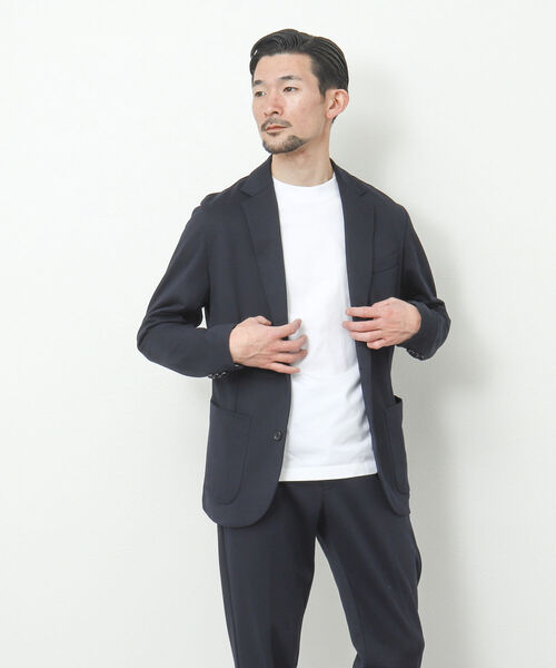NOLLEY'S goodman（ノーリーズグッドマン）の「《セットアップ対応》ストレッチジャージ ジャケット（テーラードジャケット・メンズ・ネイビー/グレー・S/M/L/XL）」の6枚目の写真