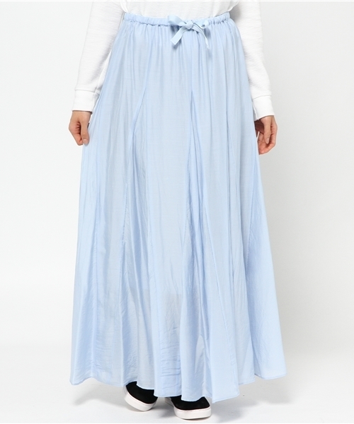 Spick & Span（スピックアンドスパン）の「テンセル.Cuローン ロングハギフレアースカート。（スカート・レディース・ホワイト/ネイビー/サックスブルー・FREE）」の3枚目の写真
