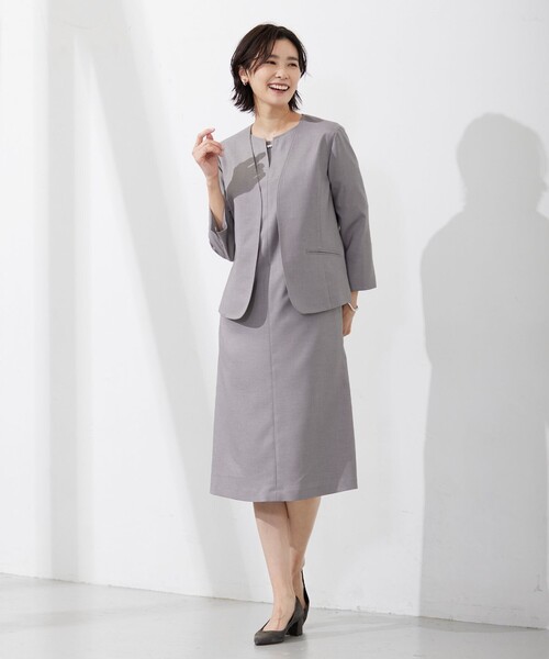 J.PRESS(ジェイプレス)の「【セットアップ対応・洗える・UVケア・速乾】 OXIJEWELストレッチ ワンピース(ワンピース・レディース・ライトグレー系/ベージュ系/ネイビー系・T15/T13)」の6枚目の写真