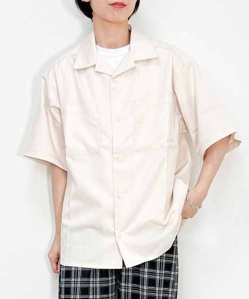Ritzy(リッツィー)の「TR 半袖オープンカラーシャツ レディース メンズ(シャツ/ブラウス・メンズ・サックスブルー/カーキ/ブラック/オフホワイト/ベージュ/モカ/グリーン・LARGE/MEDIUM/X-LARGE)」の2枚目の写真