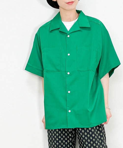 Ritzy(リッツィー)の「TR 半袖オープンカラーシャツ レディース メンズ(シャツ/ブラウス・メンズ・サックスブルー/カーキ/ブラック/オフホワイト/ベージュ/モカ/グリーン・LARGE/MEDIUM/X-LARGE)」の6枚目の写真