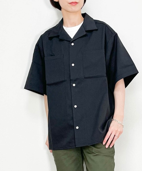 HARINEZUMI×SHAKE RIKUフルセット ブラック&白Tシャツ XL セール】TR 半袖オープンカラーシャツ（シャツ/ブラウス