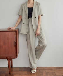 PUBLIC TOKYO | 【大阪府産】【セットアップ対応】リネンライクフレアパンツ/ワイドストレート/ウォッシャブル(スラックス)