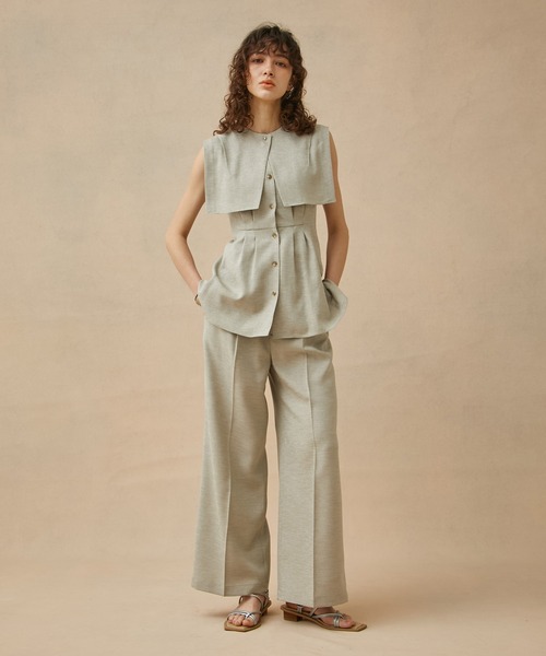 PUBLIC TOKYO（パブリックトウキョウ）の「リネンライクフレアパンツ（スラックス・レディース・ブラック/ベージュ/ダークグレー/パープル/その他2・1/2）」の8枚目の写真